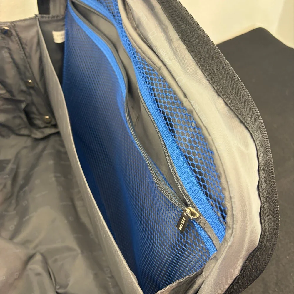 Delsey Air Spree 17in Trolley Tote Lightweight Rolling Carry On Bag Blue Handle